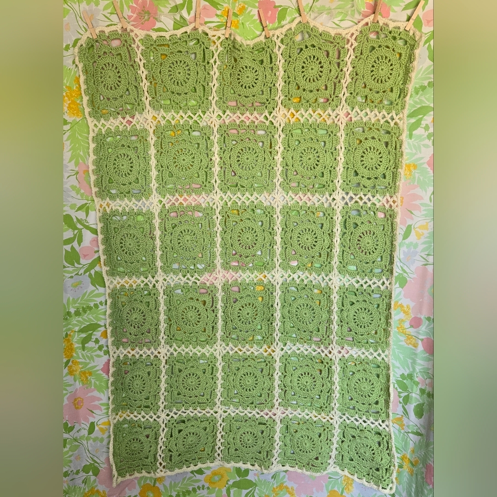 Handmade Crochet Lacy Throw Blanket